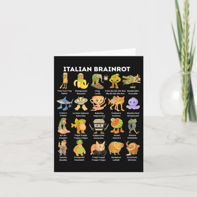 Italian Brainrot Meme For Kids Boy Men Women  Card (Front)