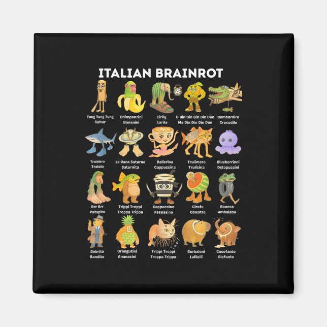 Italian Brainrot Meme For Kids Boy Men Women  Magnet (Front)