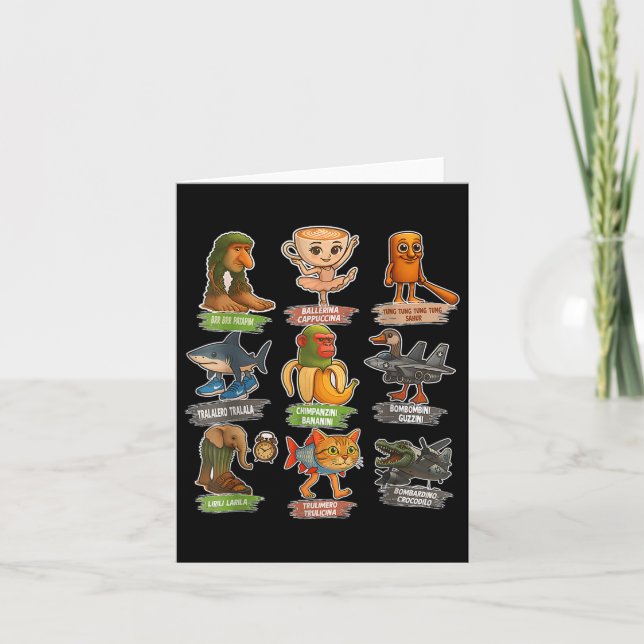 Italian Brainrot Meme Funny All Brainrot Animals H Card (Front)