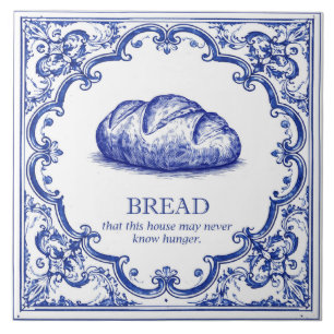 Italian Bread Kitchen Blessing Blue Tile