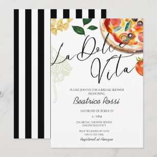 Italian Bridal Shower La Dolce Vita Pizza Pasta Invitation