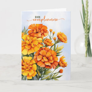 Italian Buon Compleanno Marigolds October Birthday Card