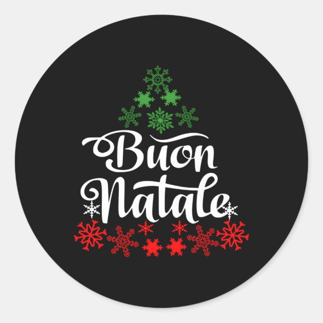 Italian Buon Natale Snowflake Italy Tree Classic Round Sticker (Front)