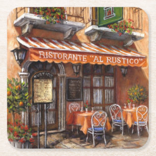 Italian Cafe Fine Art Square Paper Coaster