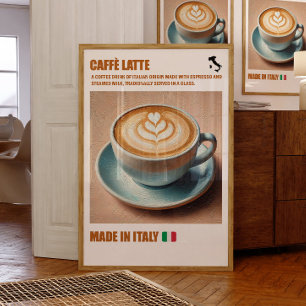 “Italian Caffè Latte Print, Espresso Drink Wall  Poster