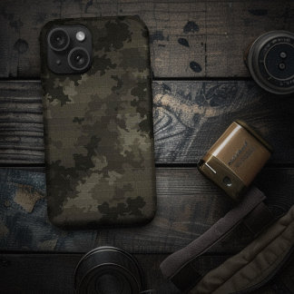 Italian Camo Midnight Black Unique Cargo Pattern iPhone 15 Case