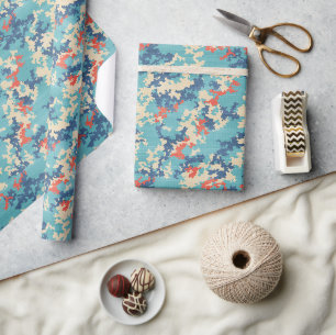 Italian Camo Summer Blue Unique Cargo Pattern Wrapping Paper