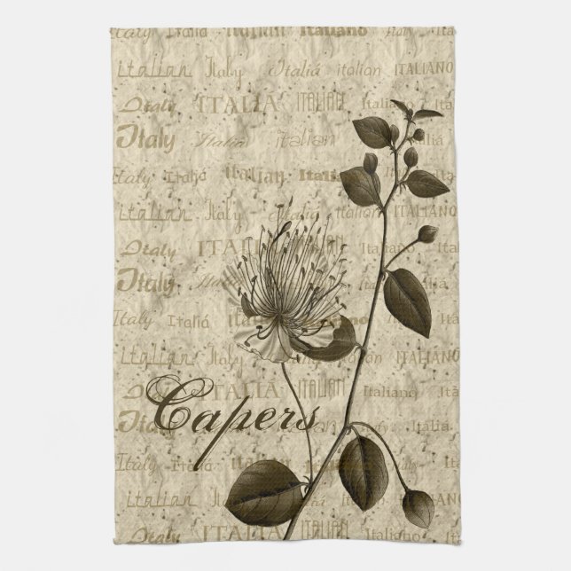 Italian Capers Floral Kitchen Towels (Vertical)