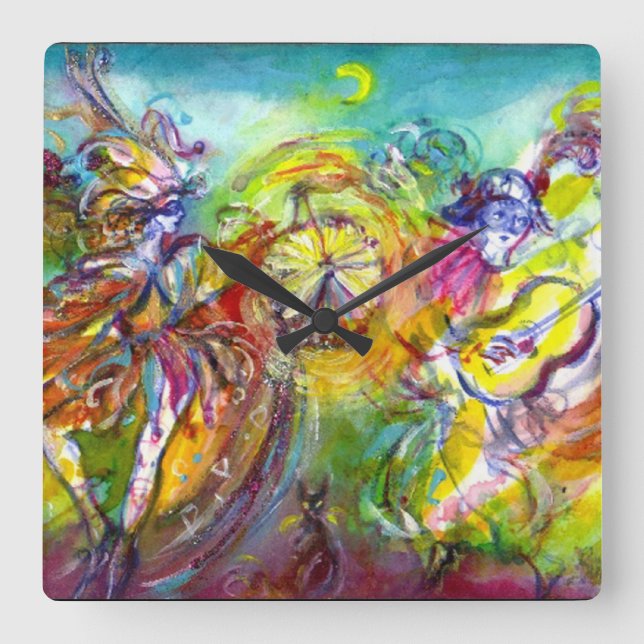 ITALIAN CARNIVAL / Dance,Music,Theatre Square Wall Clock (Front)