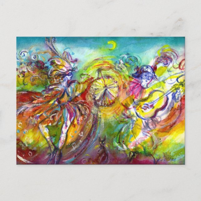 ITALIAN CARNIVAL / Masquerade Dance and Music Invitation Postcard (Front)