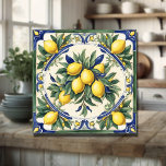 Italian Ceramic Lemon Tile Blue Majolica<br><div class="desc">Italian ceramic tile white and blue,  Mediterranean kitchen decor tile,  Sicilian majolica tile,  traditional blue and white ceramic pattern,  Amalfi coast kitchen inspiration,  decorative tile design,  rustic Italian backsplash,  majolica tile art,  hand-painted ceramic tile mediterranean kitchen aesthetic.</div>