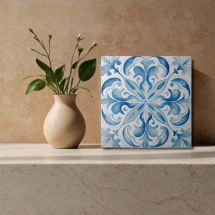 Italian Ceramic Tile Blue White 