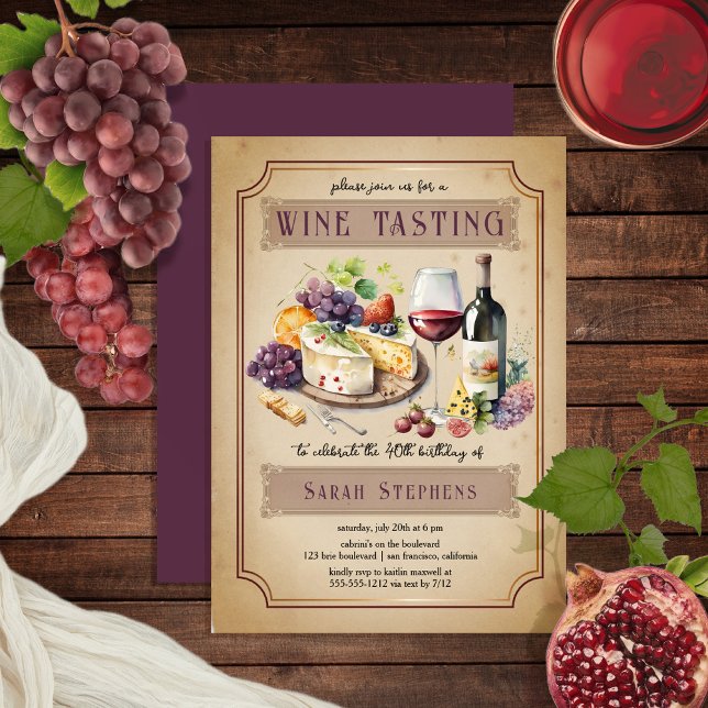 Italian Charcuterie Wine Tasting 40th Birthday Invitation (Creator Uploaded)