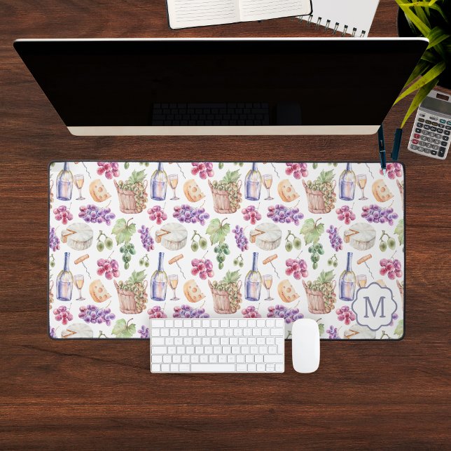 Italian Cheese & Wine Pattern Custom Monogram Desk Mat (Italian Cheese & Wine Pattern Custom Monogram Desk Mat
)