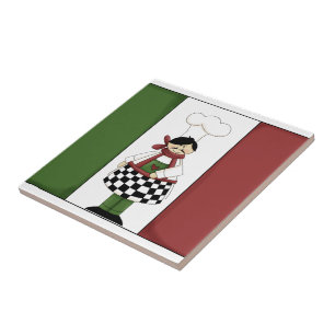Italian Chef #8 with flag Tile