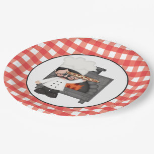 Italian chef Baking Pizza party paper plate