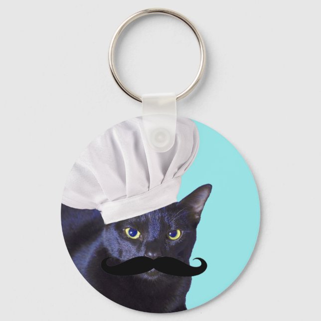Italian Chef, Black Cat Key Ring (Front)