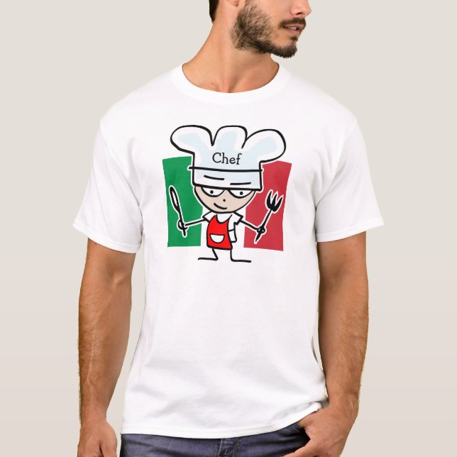 Italian Chef cooking t shirt - customisable text (Front)