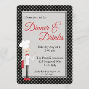 Italian Chef Dinner and Drink Party Invitation