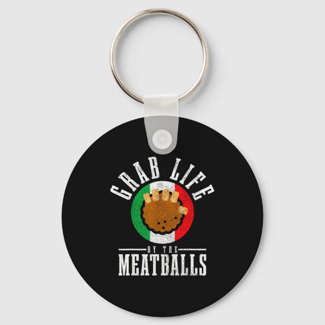 Italian Chef Grab Life By The Meat Funny Italy Ita Key Ring (Front)