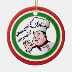 Italian Chef: Mangia Mangia Ceramic Tree Decoration