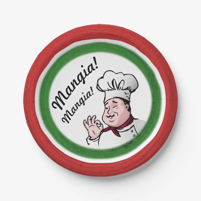 Italian Chef: Mangia Mangia Paper Plate (Front)