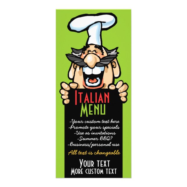 Italian chef party catering menu pizza bbq (Front)