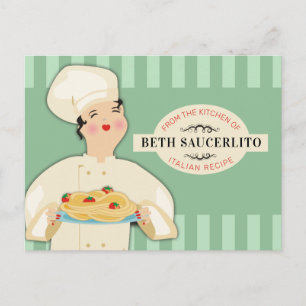 Italian chef pasta spaghetti cookbook recipe card