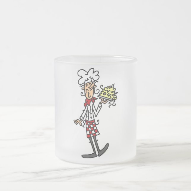 Italian Chef With Spaghetti Tshirts and Gifts Frosted Glass Coffee Mug (Center)