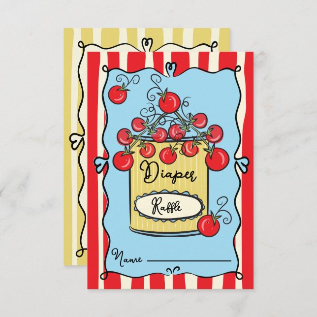Italian Cherry Tomato Diaper Raffle Invitation (Front/Back)