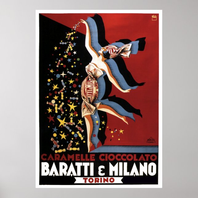 ITALIAN CHOCOLATE BARATTI & MILANO c. 1920 Poster (Front)