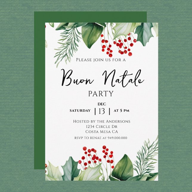 Italian Christmas Buon Natale Party Invitation (Creator Uploaded)