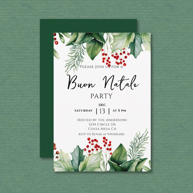 Italian Christmas Buon Natale Party Invitation (Creator Uploaded)