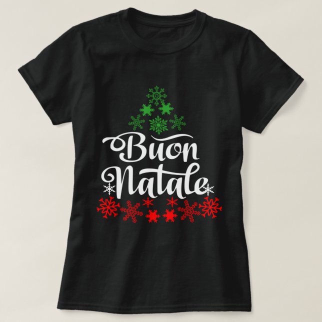 Italian Christmas Buon Natale Snowflake Italy Tree T-Shirt (Design Front)