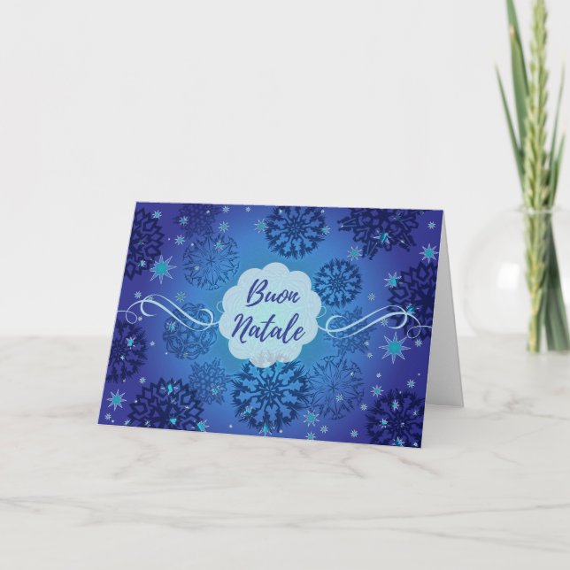 Italian Christmas Buon Natale Snowflakes Card (Front)