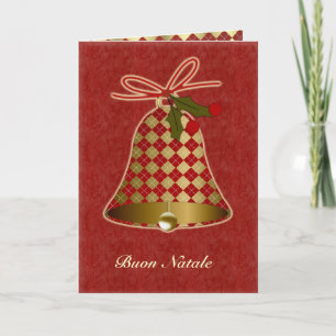Italian Christmas Card with bell and holly