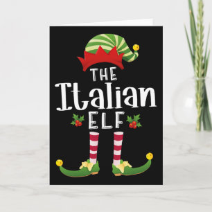Italian Christmas Elf Matching Pajama X-mas Party Card