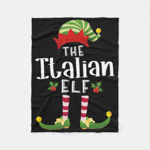 Italian Christmas Elf Matching Pajama X-mas Party Fleece Blanket
