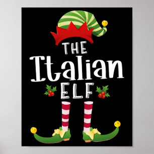 Italian Christmas Elf Matching Pajama X-mas Party Poster