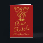 Italian Christmas greeting card | Buon Natale<br><div class="desc">Italian Christmas greeting card | Buon Natale e Felice Anno Nuovo! Christmas greeting cards with cute modern design. Customisable design with decorative xmas tree. Red background colour and faux gold text can be customised. Change the quantity to get the cheapest price per card.</div>