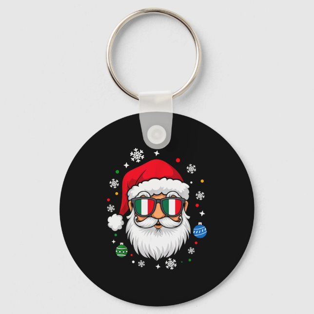 Italian Christmas Pajama Funny Italian Matching Fa Key Ring (Front)