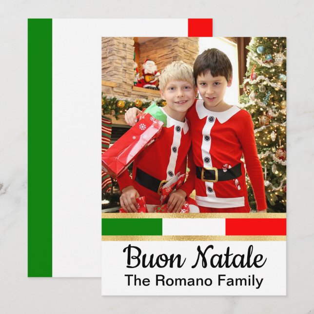 Italian Christmas Photo Buon Natale Holiday Card (Front/Back)