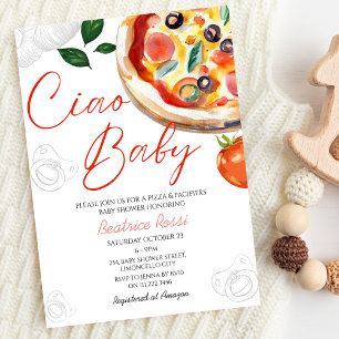Italian Ciao Baby Pizza Baby Shower  Invitation