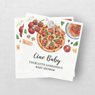 Italian Ciao Baby Pizza Red Baby Shower  Napkin