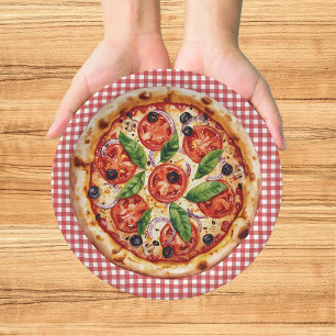 Italian Ciao Baby Red Chequered Baby Shower  Paper Plate