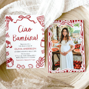 Italian Ciao Bambina Girl Whimsical Baby Shower Invitation