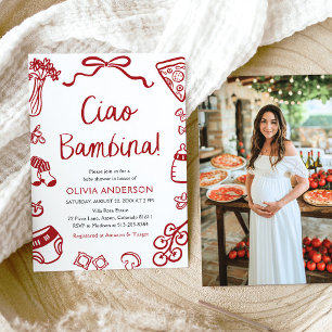 Italian Ciao Bambina Girl Whimsical Baby Shower Invitation