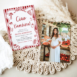 Italian Ciao Bambina Girl Whimsical Baby Shower Invitation
