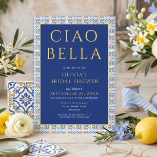 Italian Ciao Bella Blue Bridal Shower Invitation