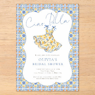 Italian Ciao Bella Bridal Shower Acrylic Invitations